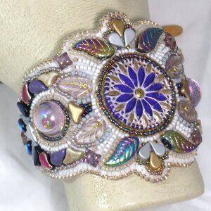 Iridescent Bead Embroidered bracelet